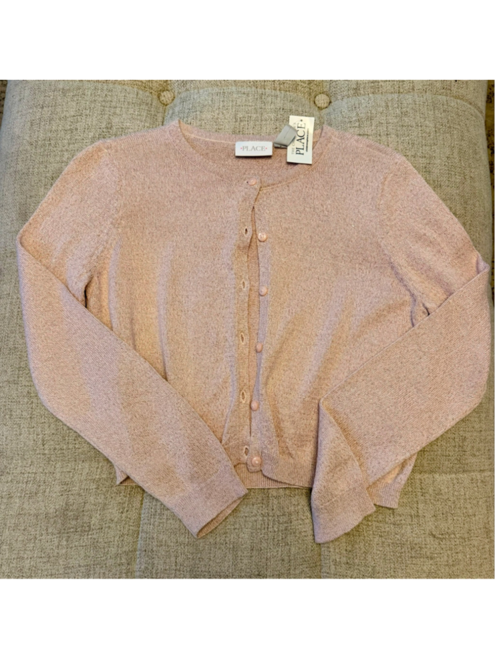 The Children’s Place Girls XXL 16 Pink Metallic Shimmer Cardigan NWT